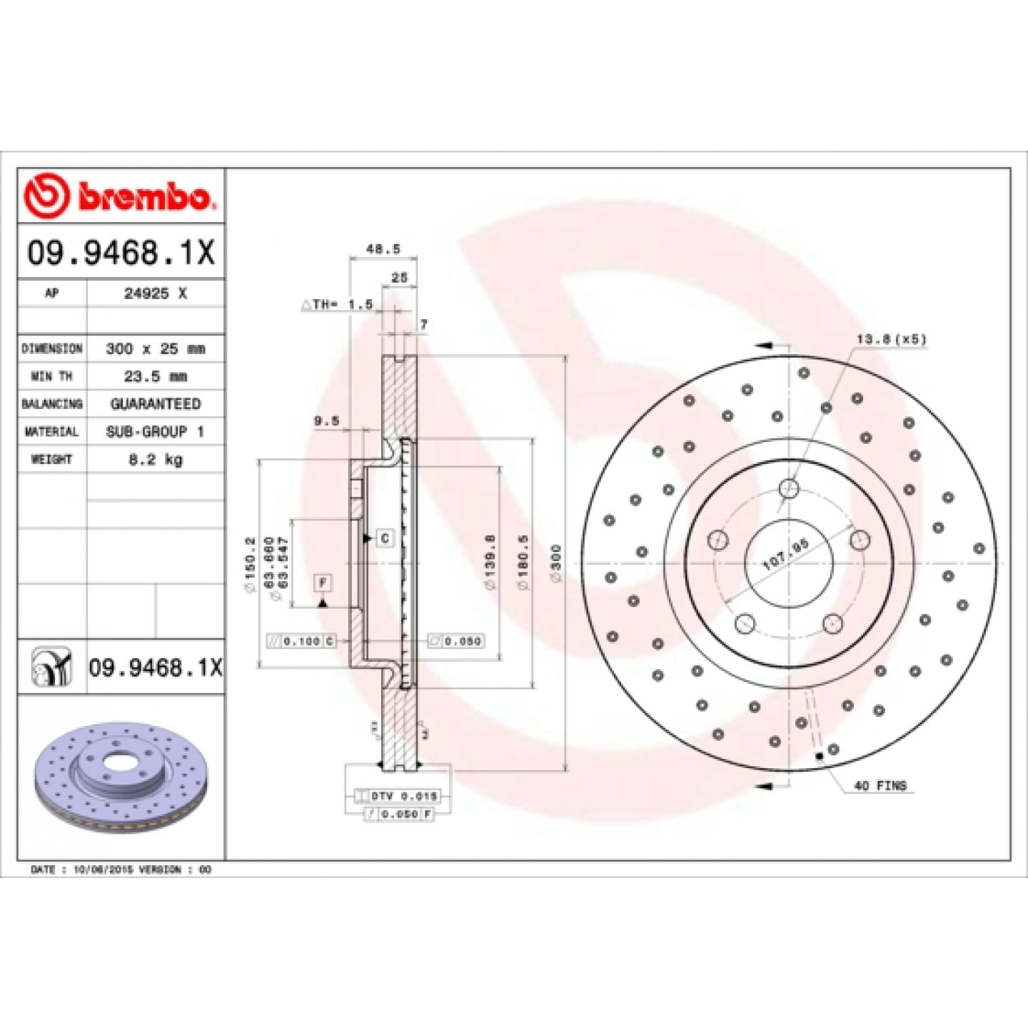 Tarcza hamulcowa BREMBO 09.9468.1X