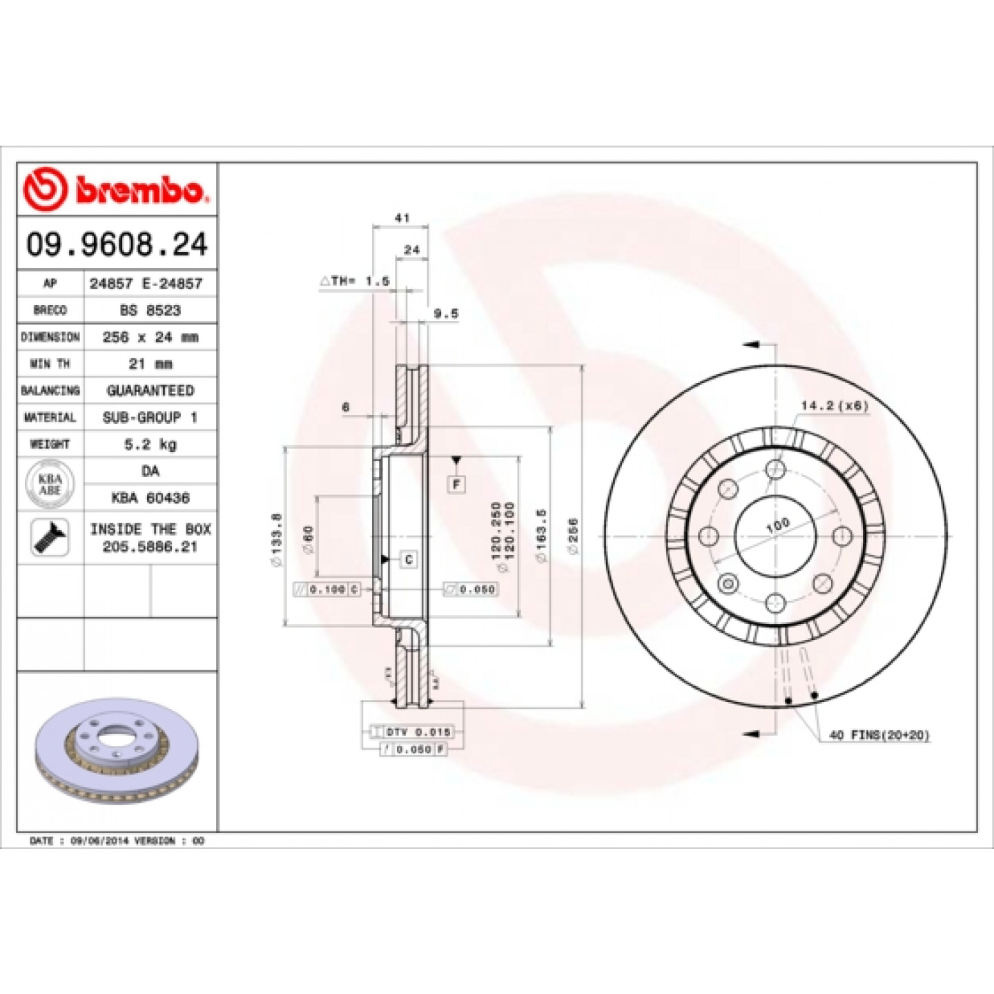 Discofreno BREMBO 09.9608.24