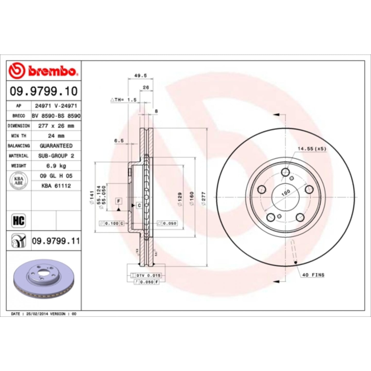 Brzdový kotouč BREMBO 09.9799.11