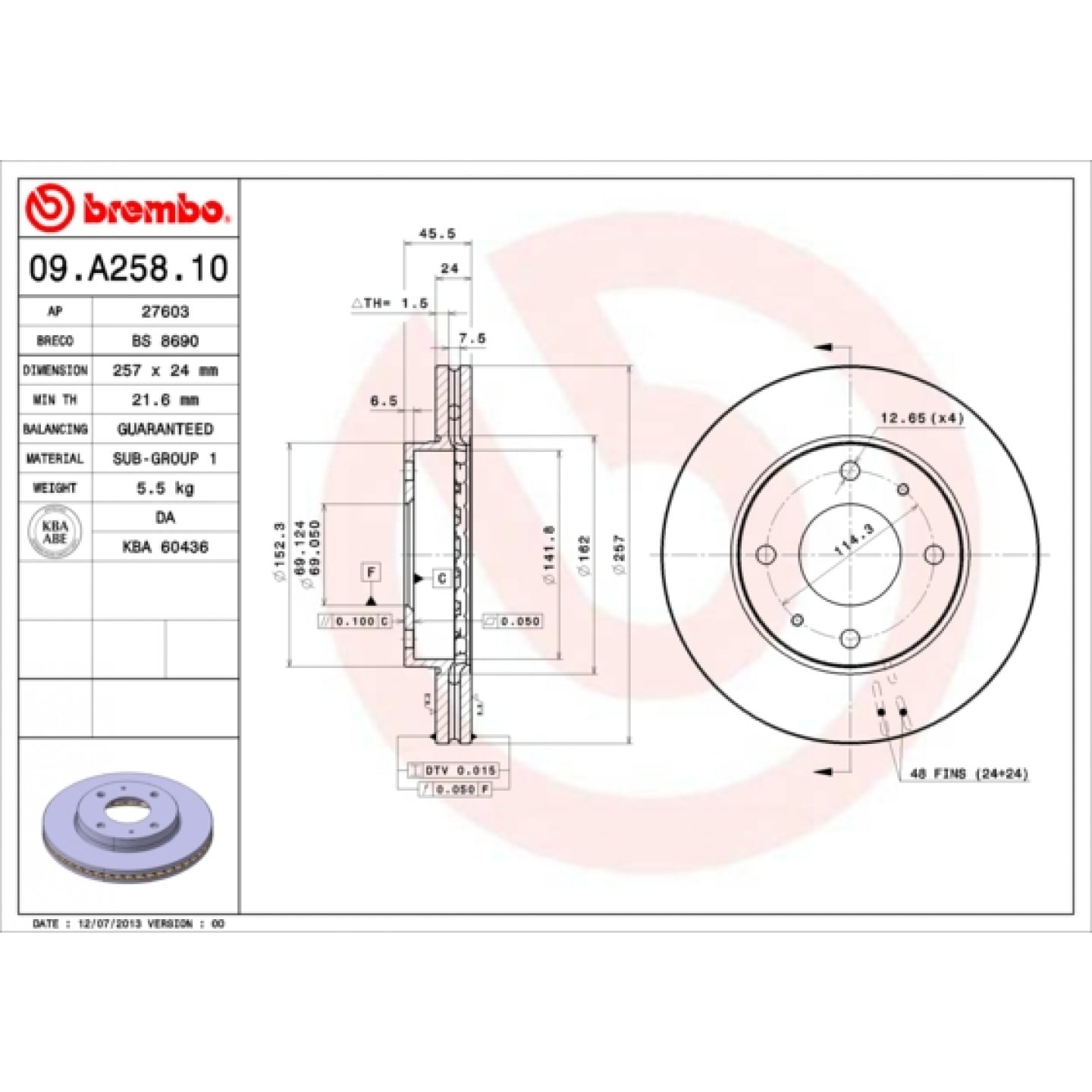 Bremsscheibe BREMBO 09.A258.10