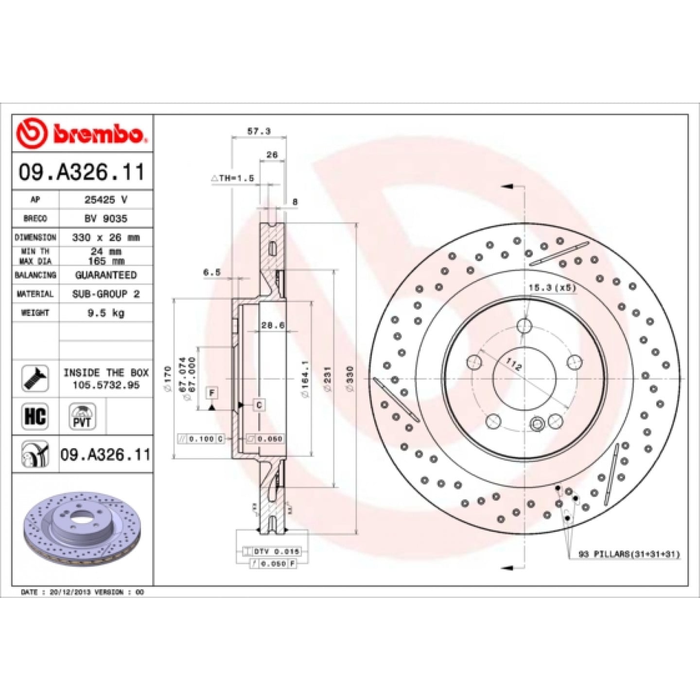 Disco de travão BREMBO 09.A326.11
