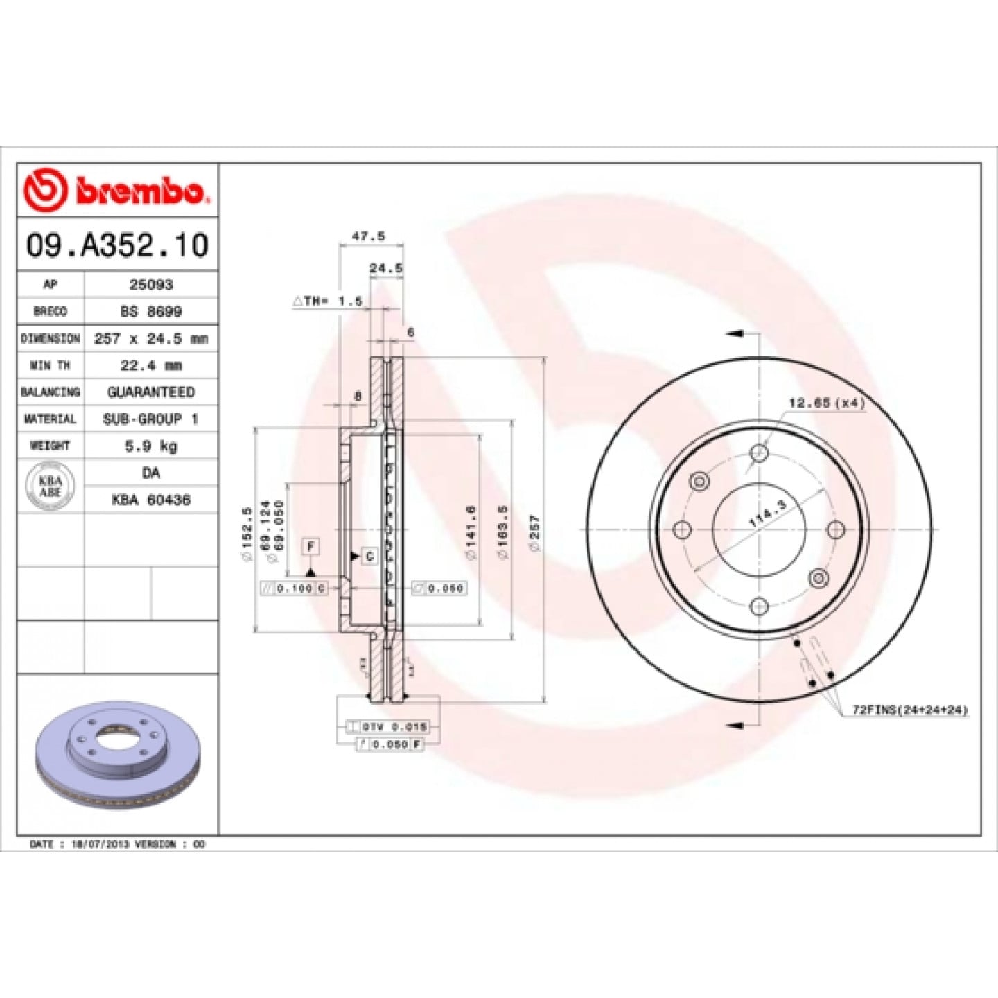Bremsscheibe BREMBO 09.A352.10