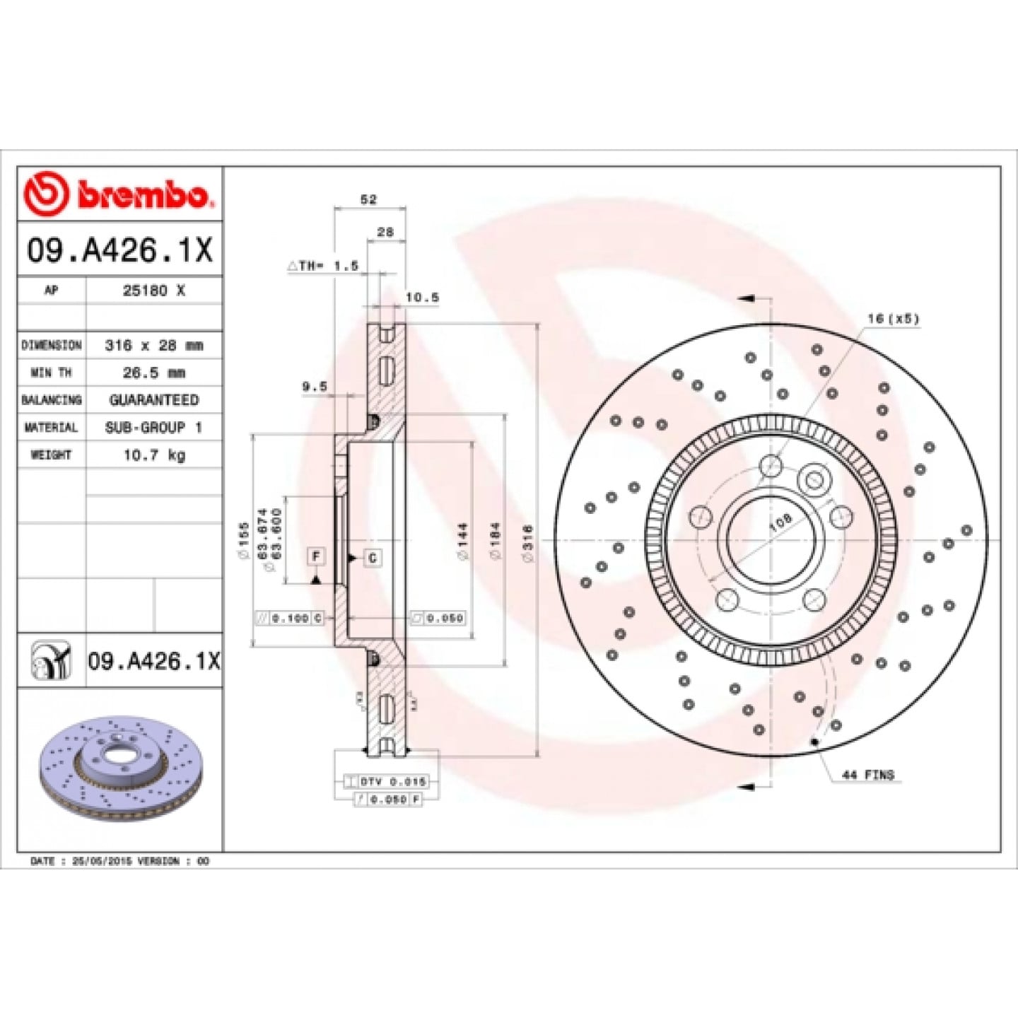 Discofreno BREMBO 09.A426.1X