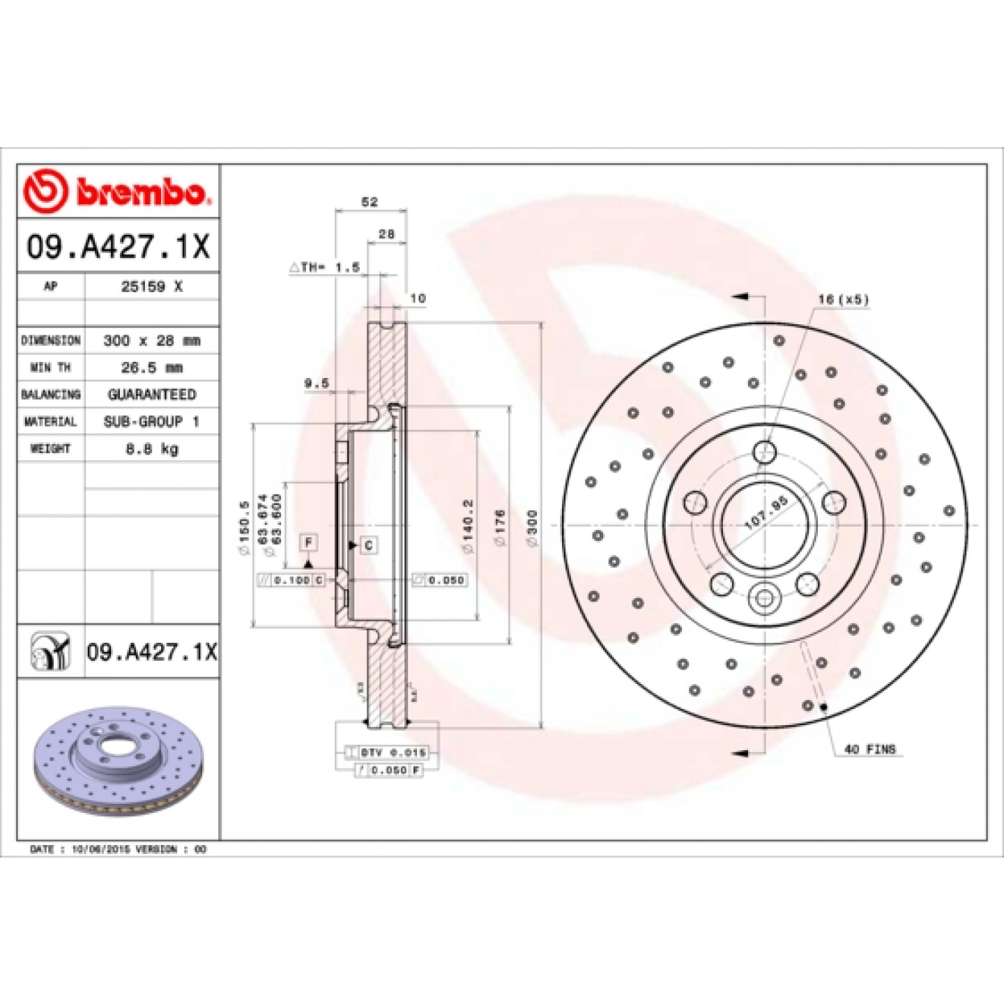 Discofreno BREMBO 09.A427.1X