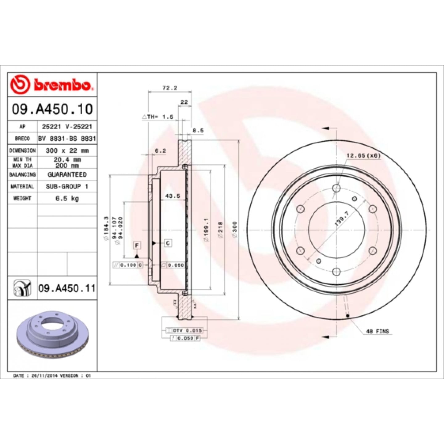 Remschijf BREMBO 09.A450.11