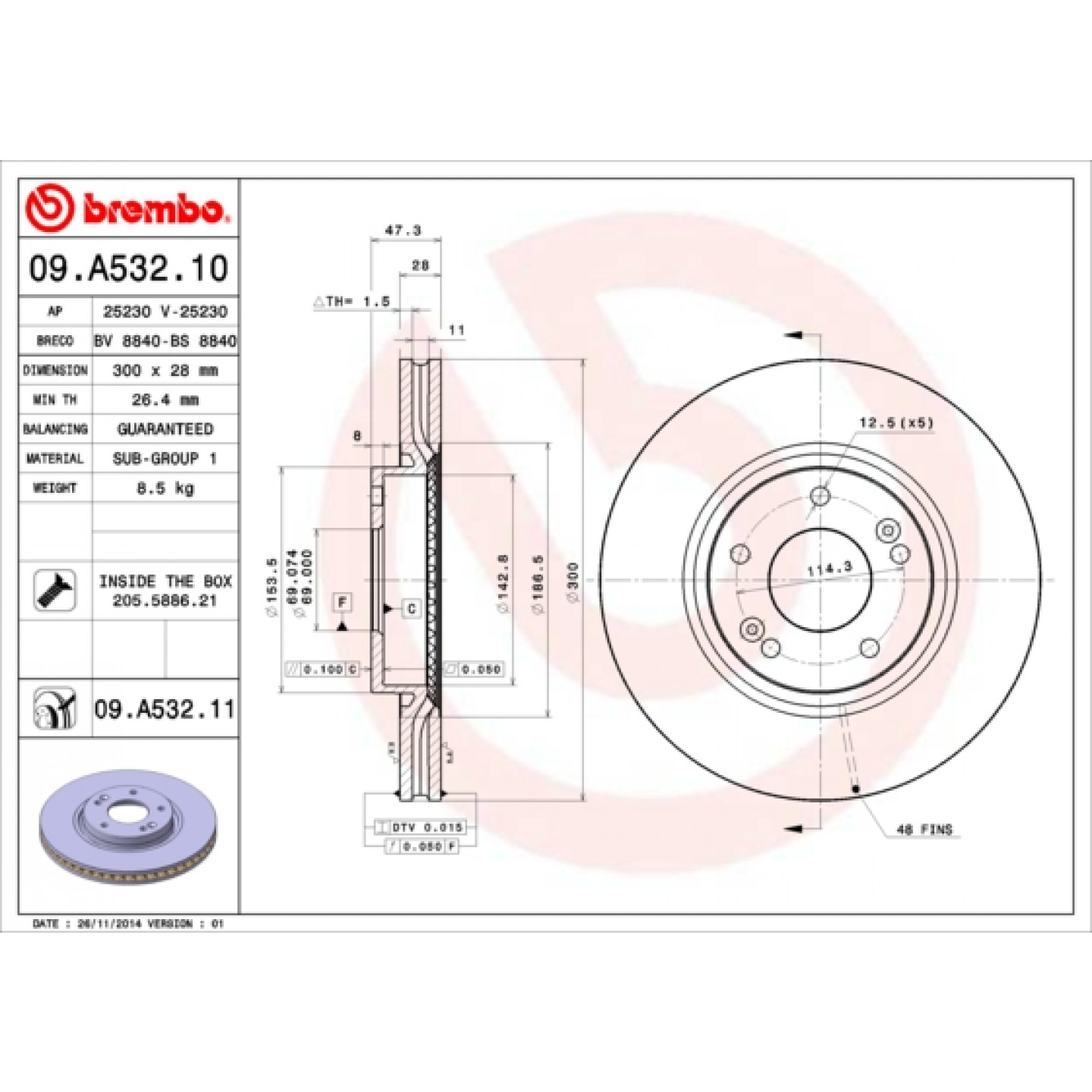 Remschijf BREMBO 09.A532.11