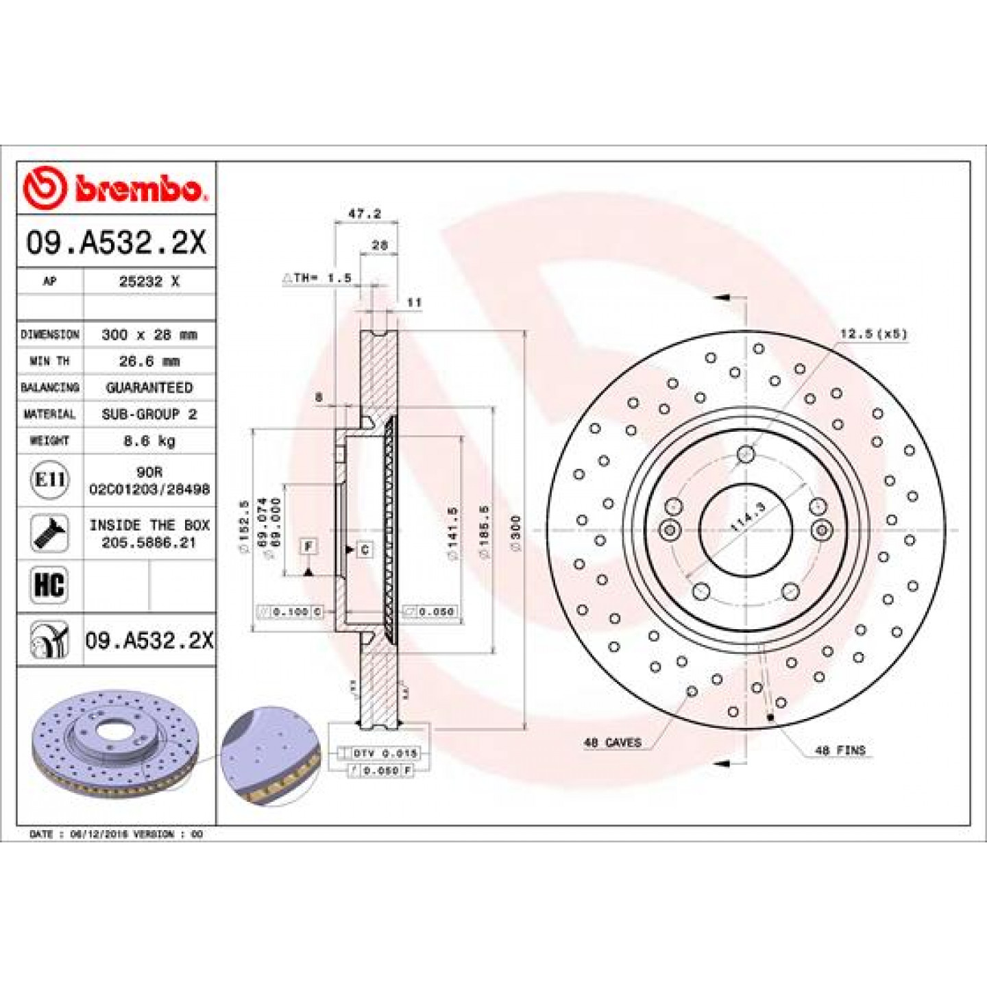 Brzdový kotouč BREMBO 09.A532.2X