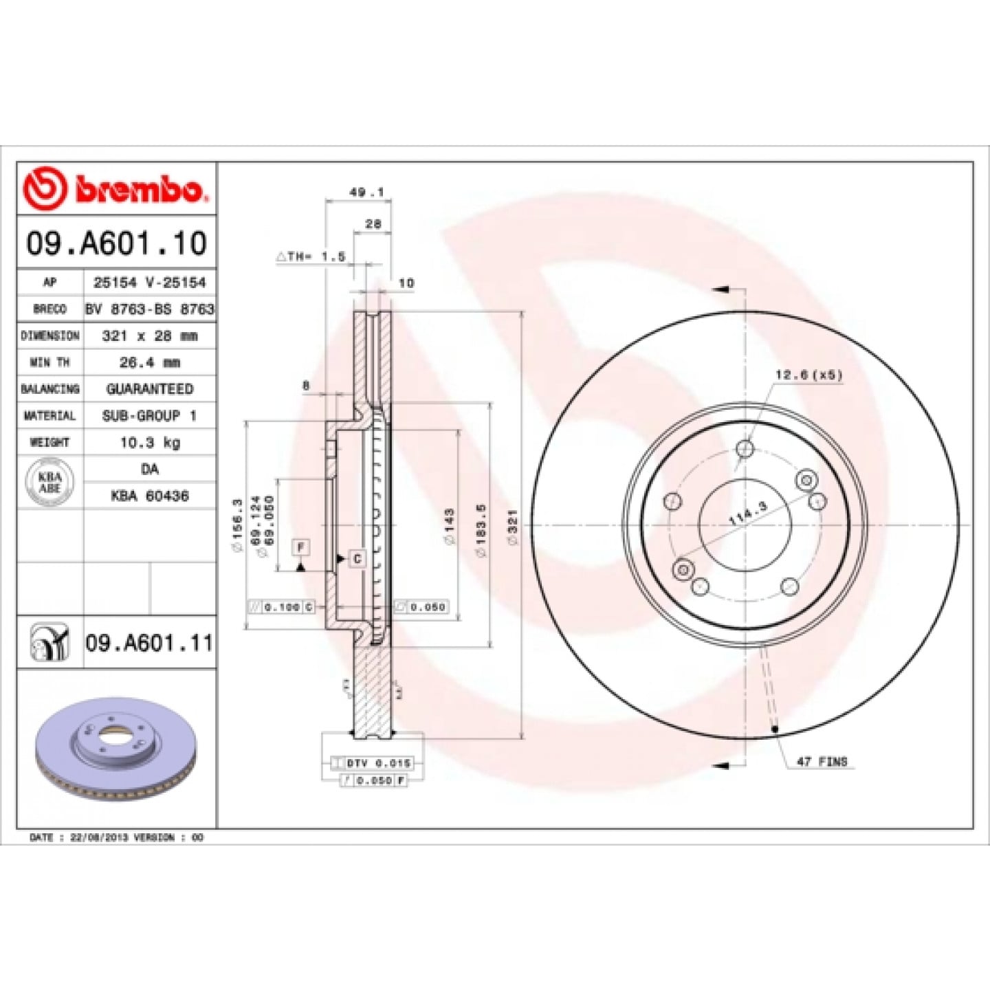 Bremsscheibe BREMBO 09.A601.11