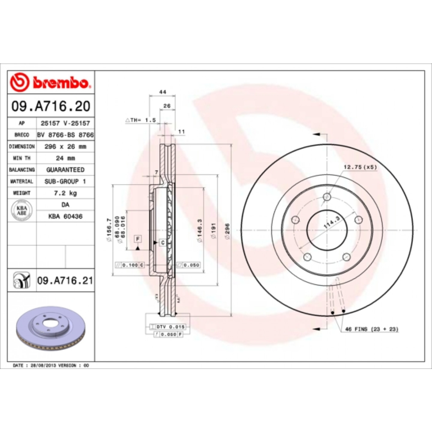 Bremseskive BREMBO 09.A716.21