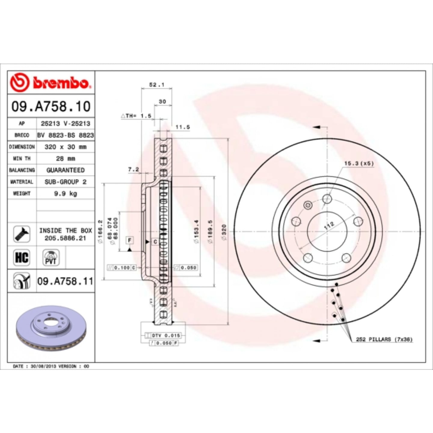 Bremseskive BREMBO 09.A758.11