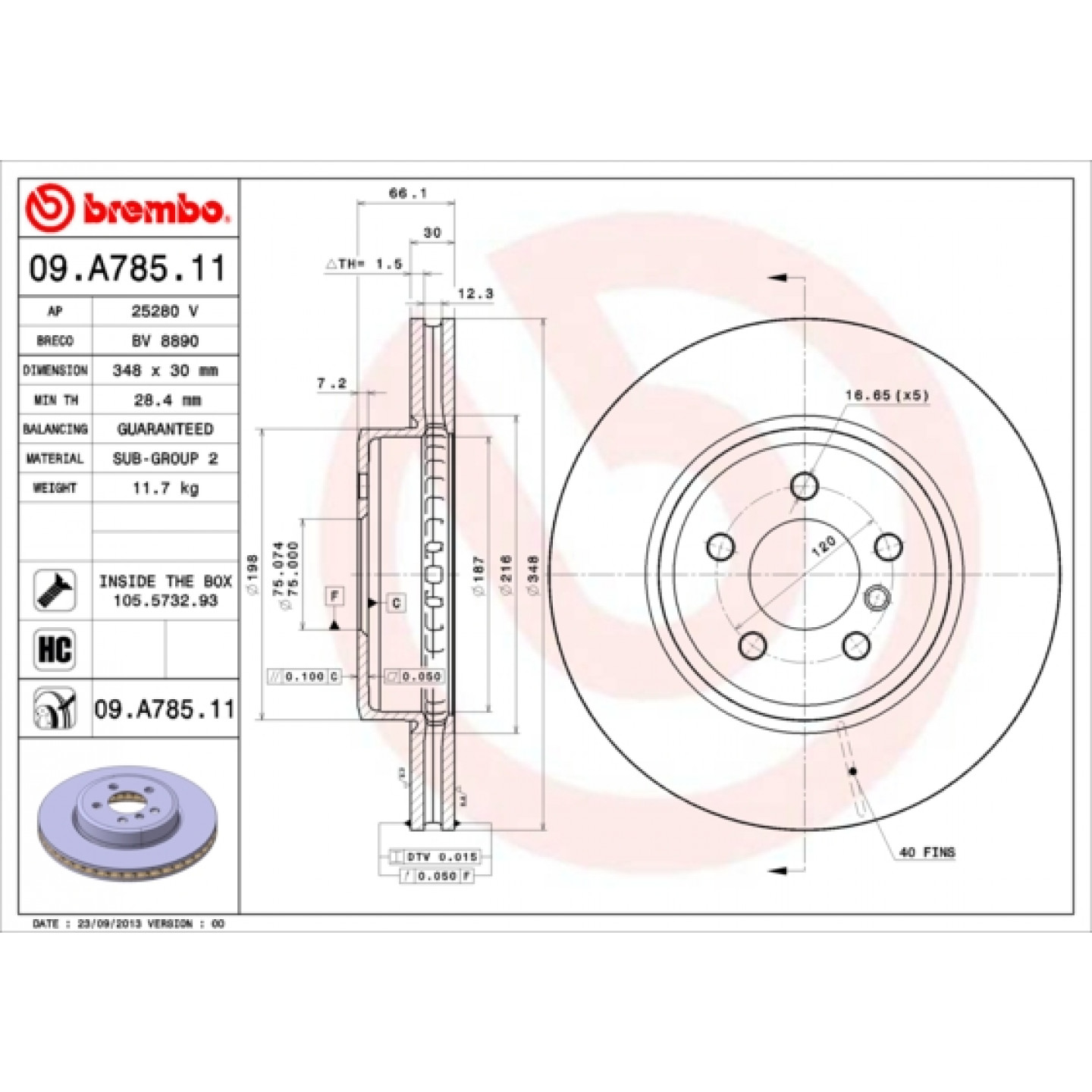 Bremsscheibe BREMBO 09.A785.11