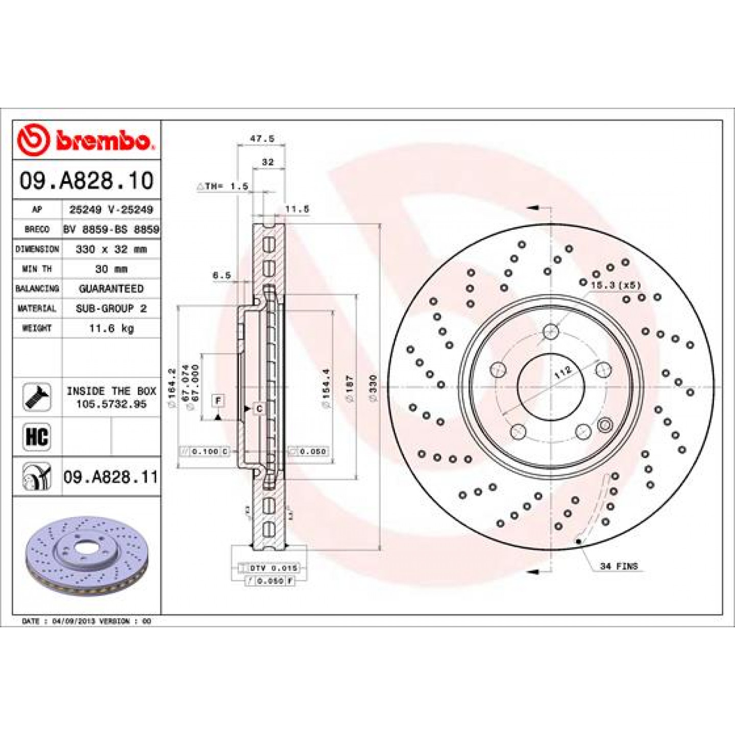 Bremsscheibe BREMBO 09.A828.11