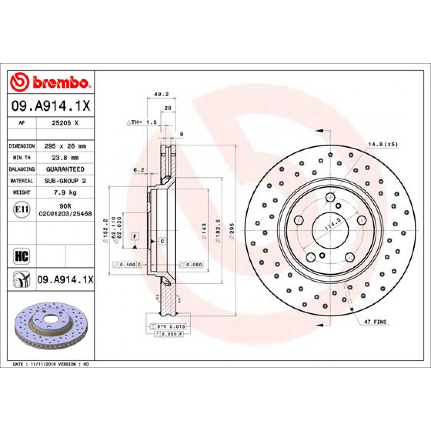 Bremsscheibe BREMBO 09.A914.1X
