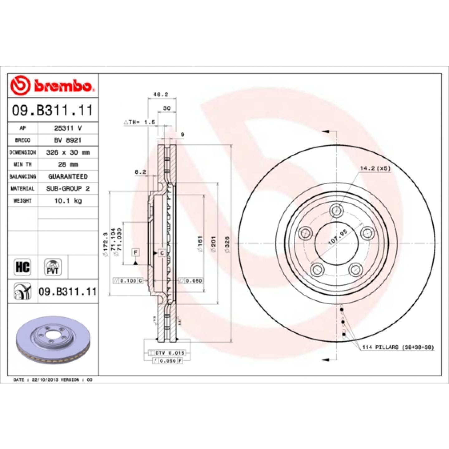 Bremseskive BREMBO 09.B311.11