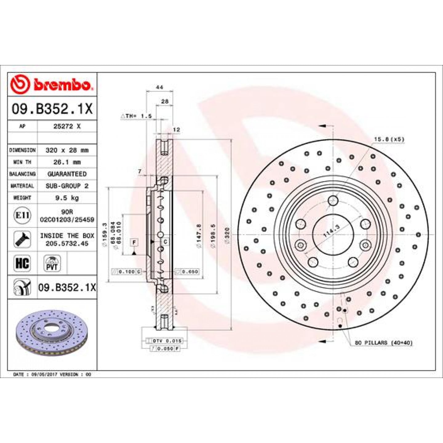 Discofreno BREMBO 09.B352.1X