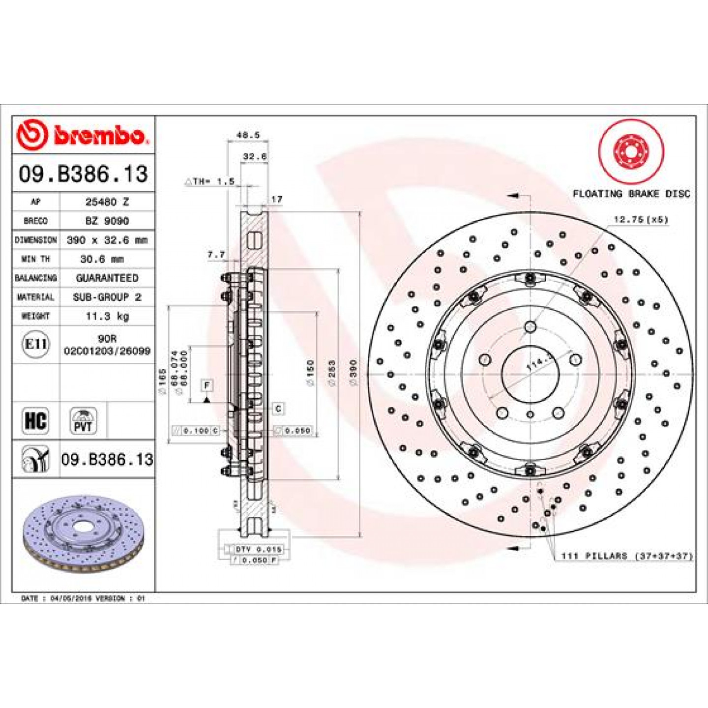 Discofreno BREMBO 09.B386.13