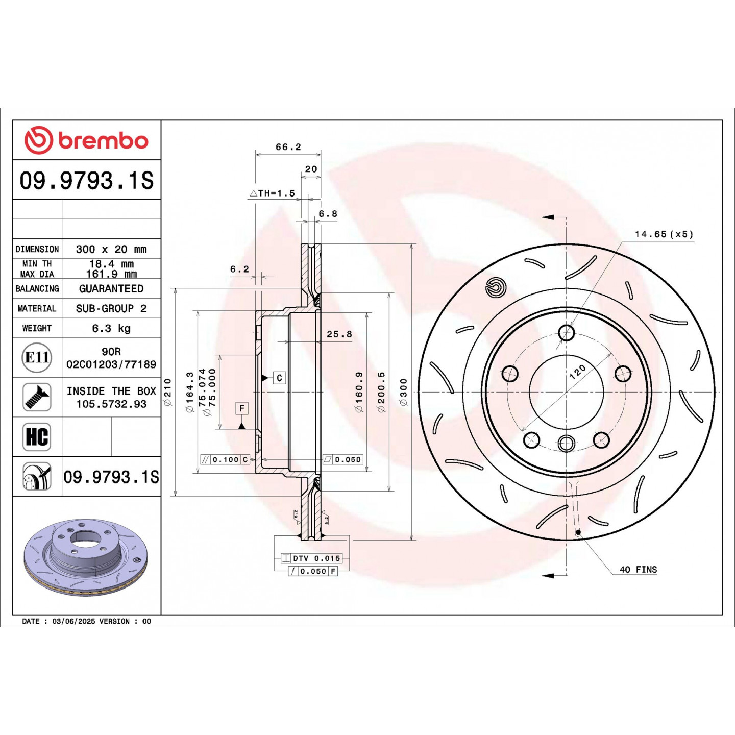 قرص الفرامل BREMBO 09.9793.1S