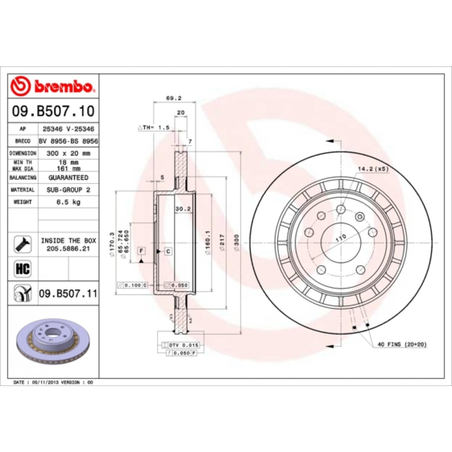 Remschijf BREMBO 09.B507.11