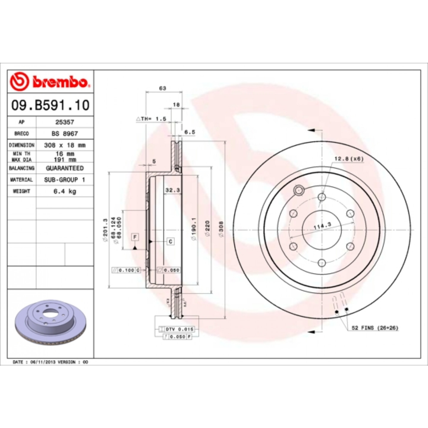 Discofreno BREMBO 09.B591.10
