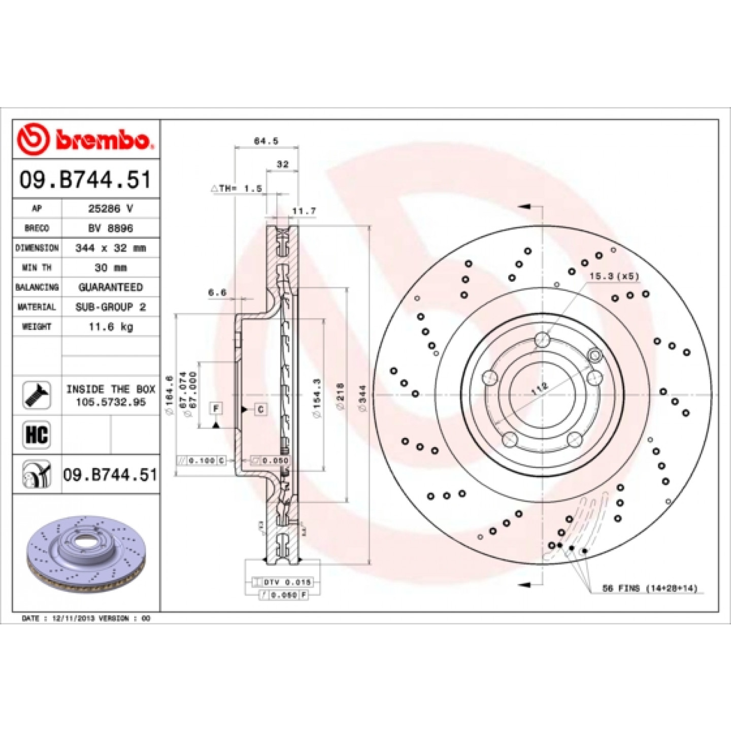 Discofreno BREMBO 09.B744.51