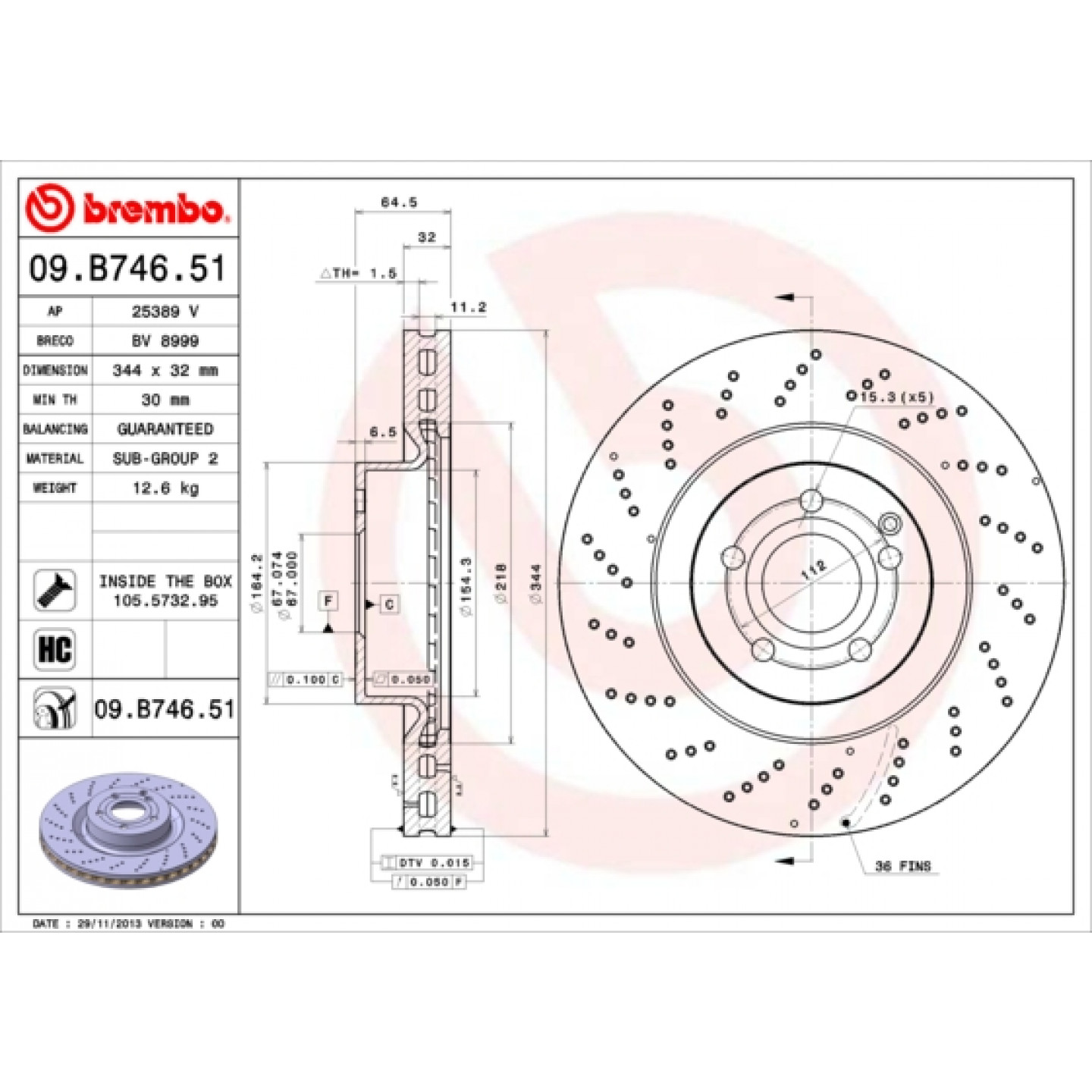 Bremseskive BREMBO 09.B746.51