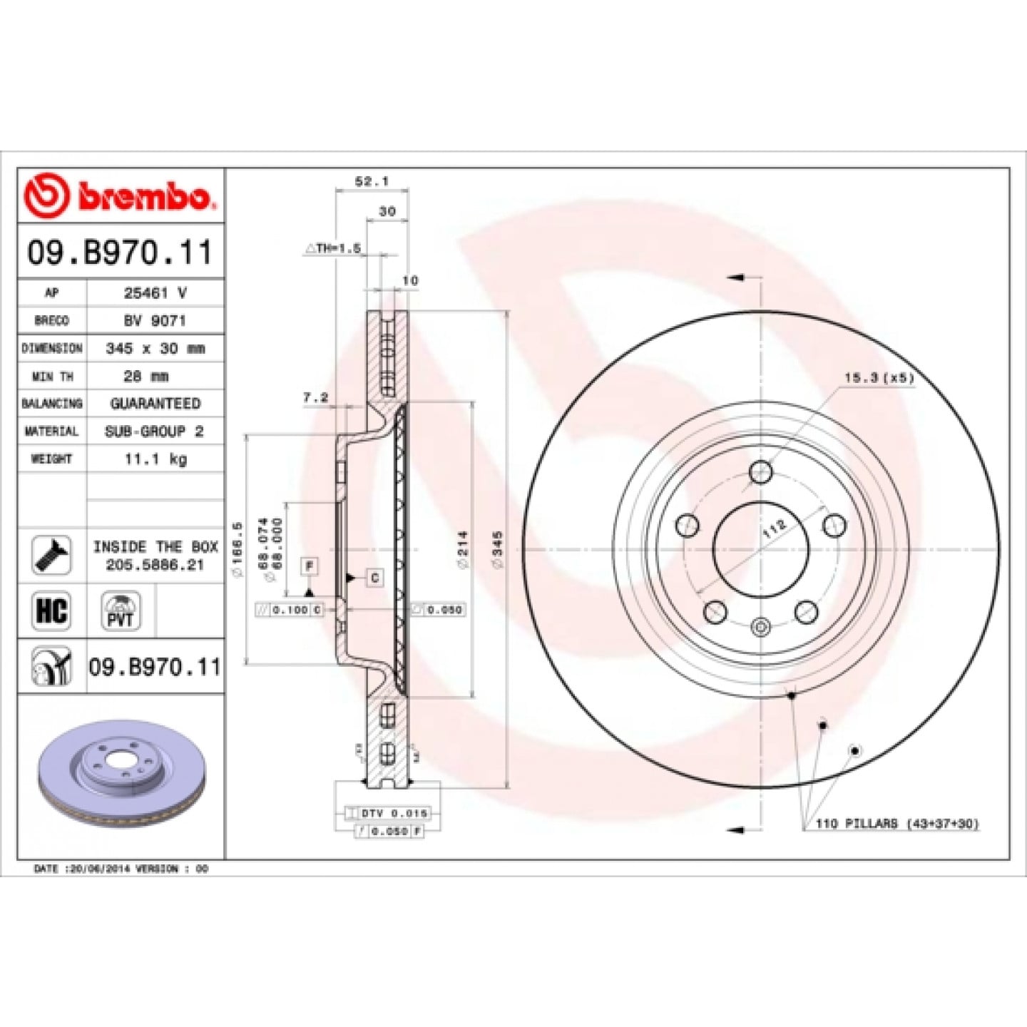 Bremseskive BREMBO 09.B970.11