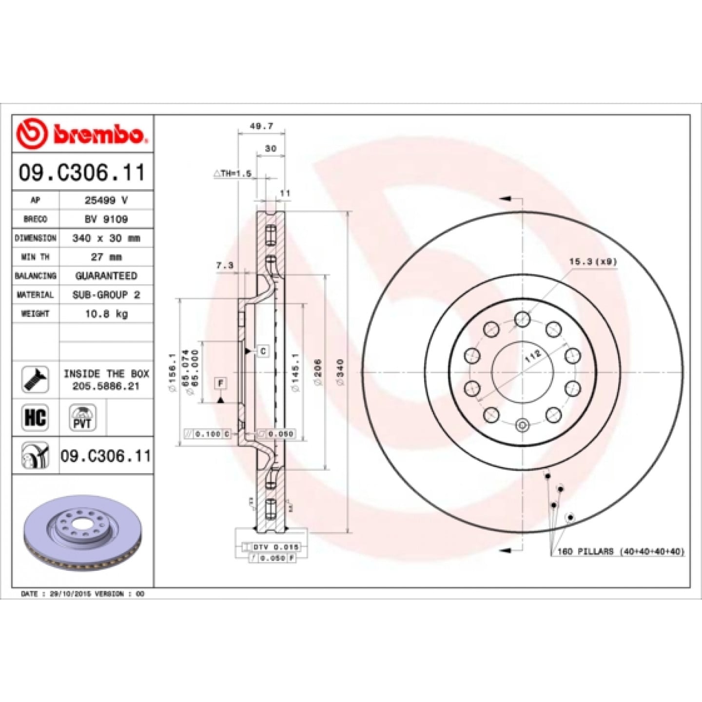 Bremseskive BREMBO 09.C306.11