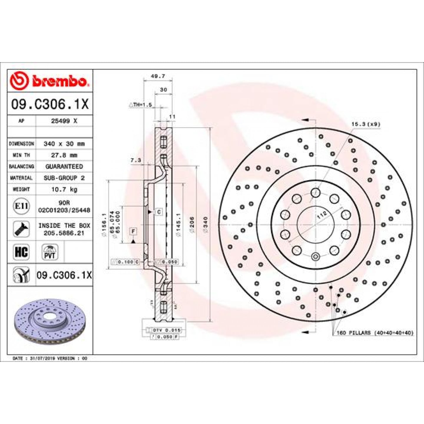 chayco Stabdžių diskas BREMBO 09.C306.1X - Trodo.lt