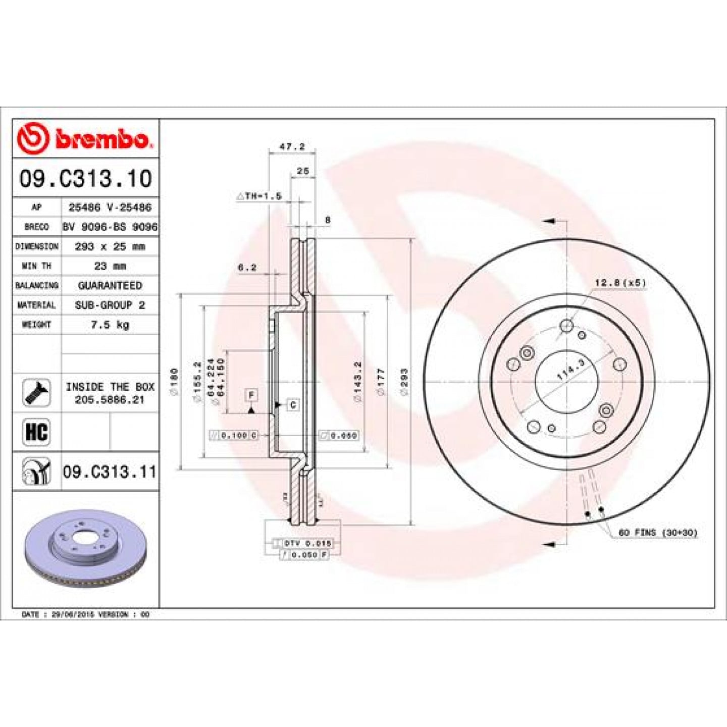 Discofreno BREMBO 09.C313.11