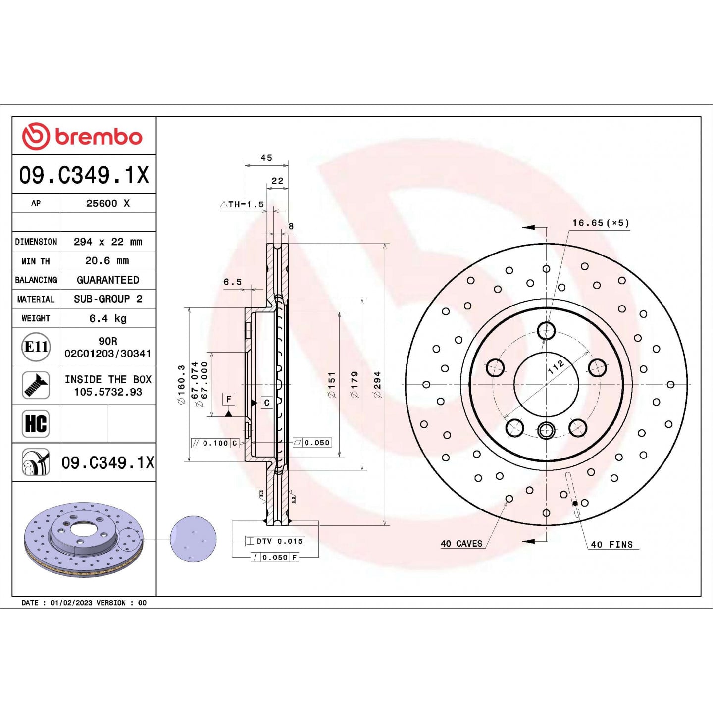 Bremsscheibe BREMBO 09.C349.1X