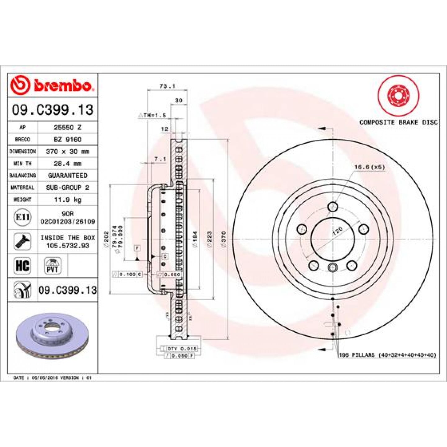 Bremsscheibe BREMBO 09.C399.13