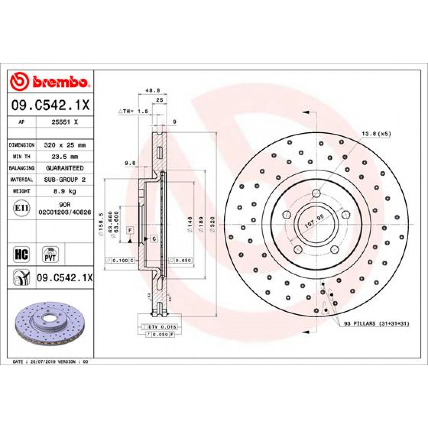 Bremsscheibe BREMBO 09.C542.1X