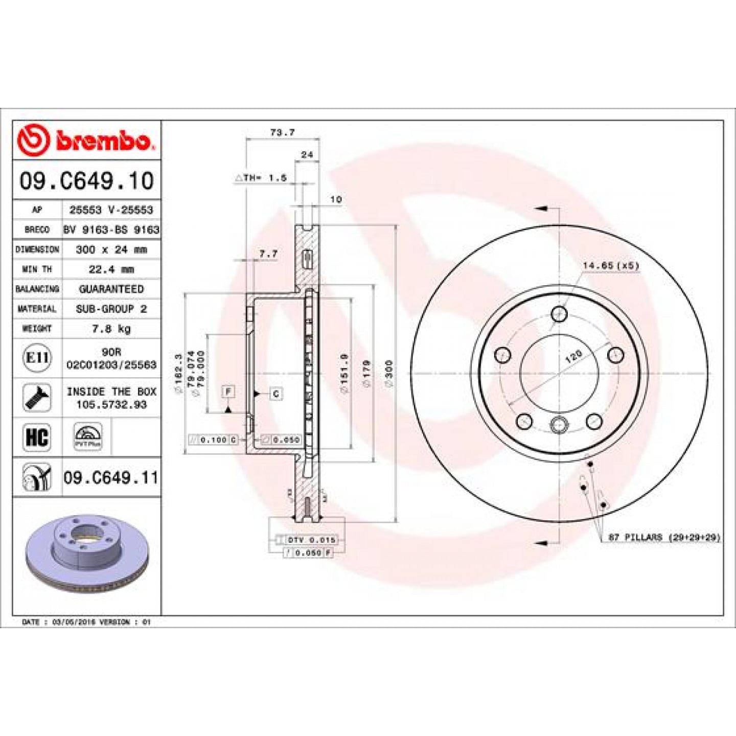 Brzdový kotouč BREMBO 09.C649.11