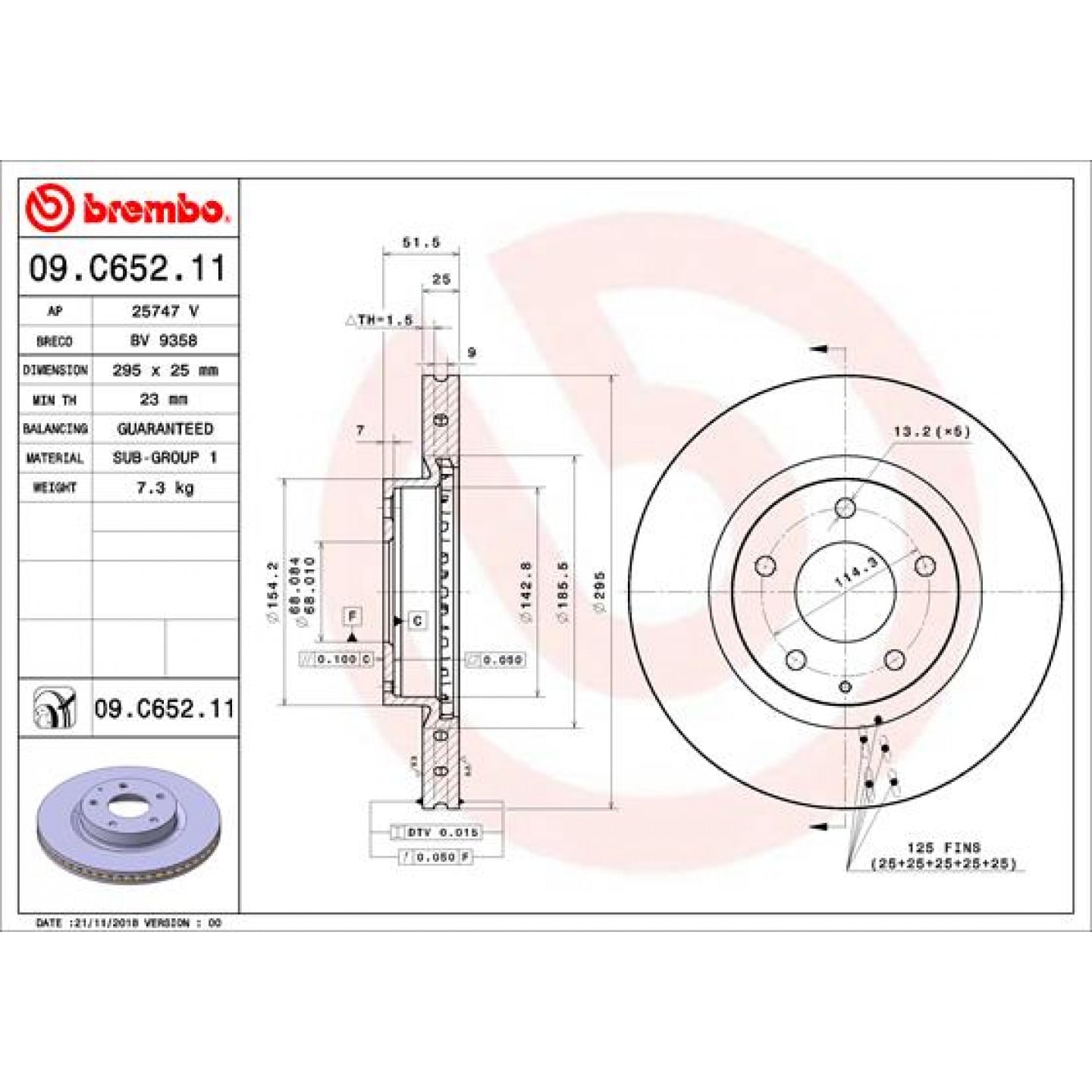 Bremseskive BREMBO 09.C652.11