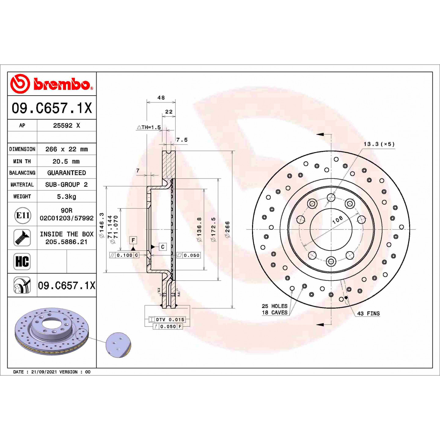Discofreno BREMBO 09.C657.1X