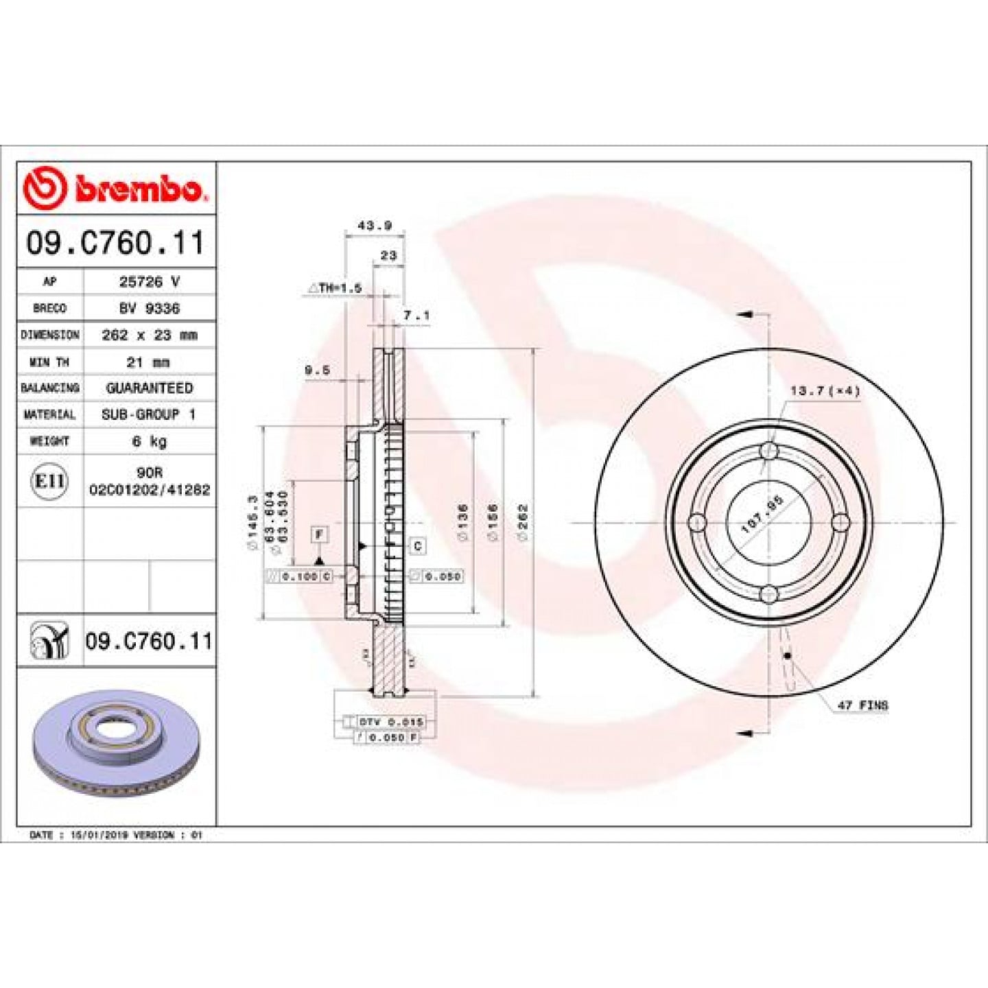 Discofreno BREMBO 09.C760.11