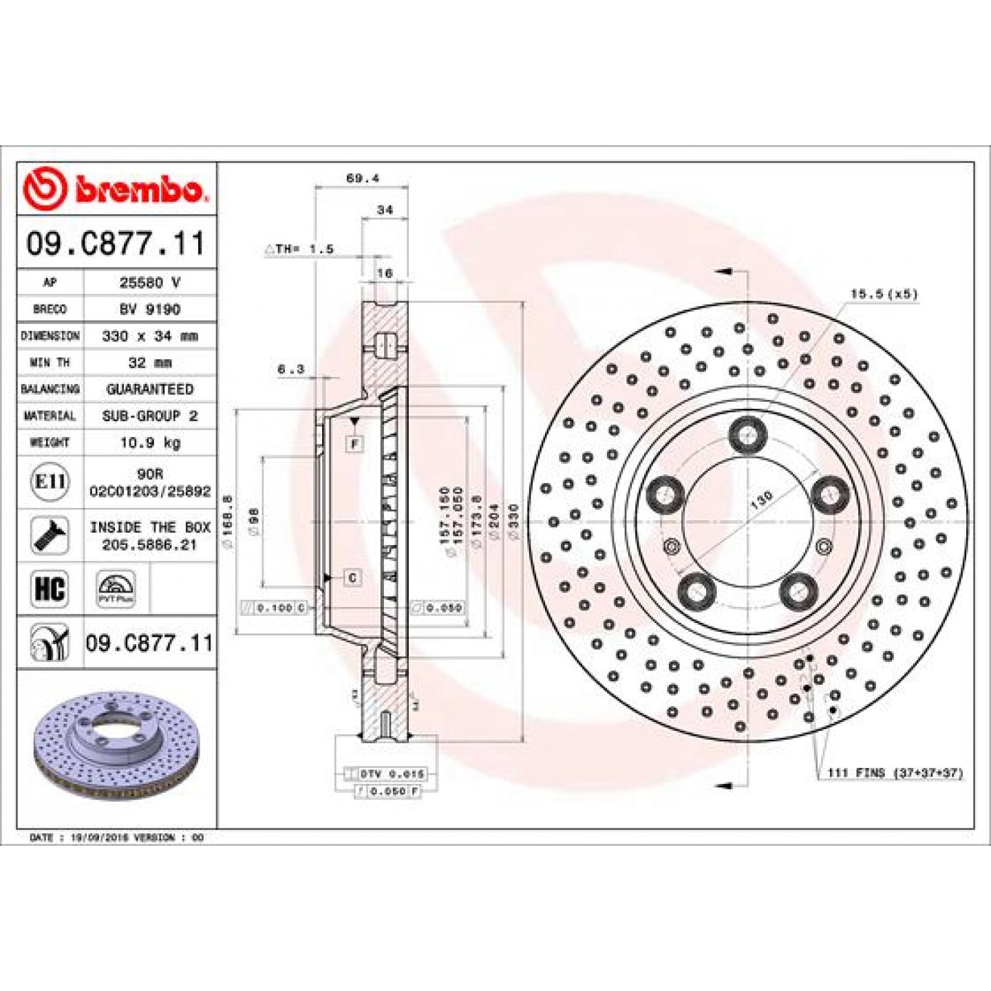 Bremseskive BREMBO 09.C877.11