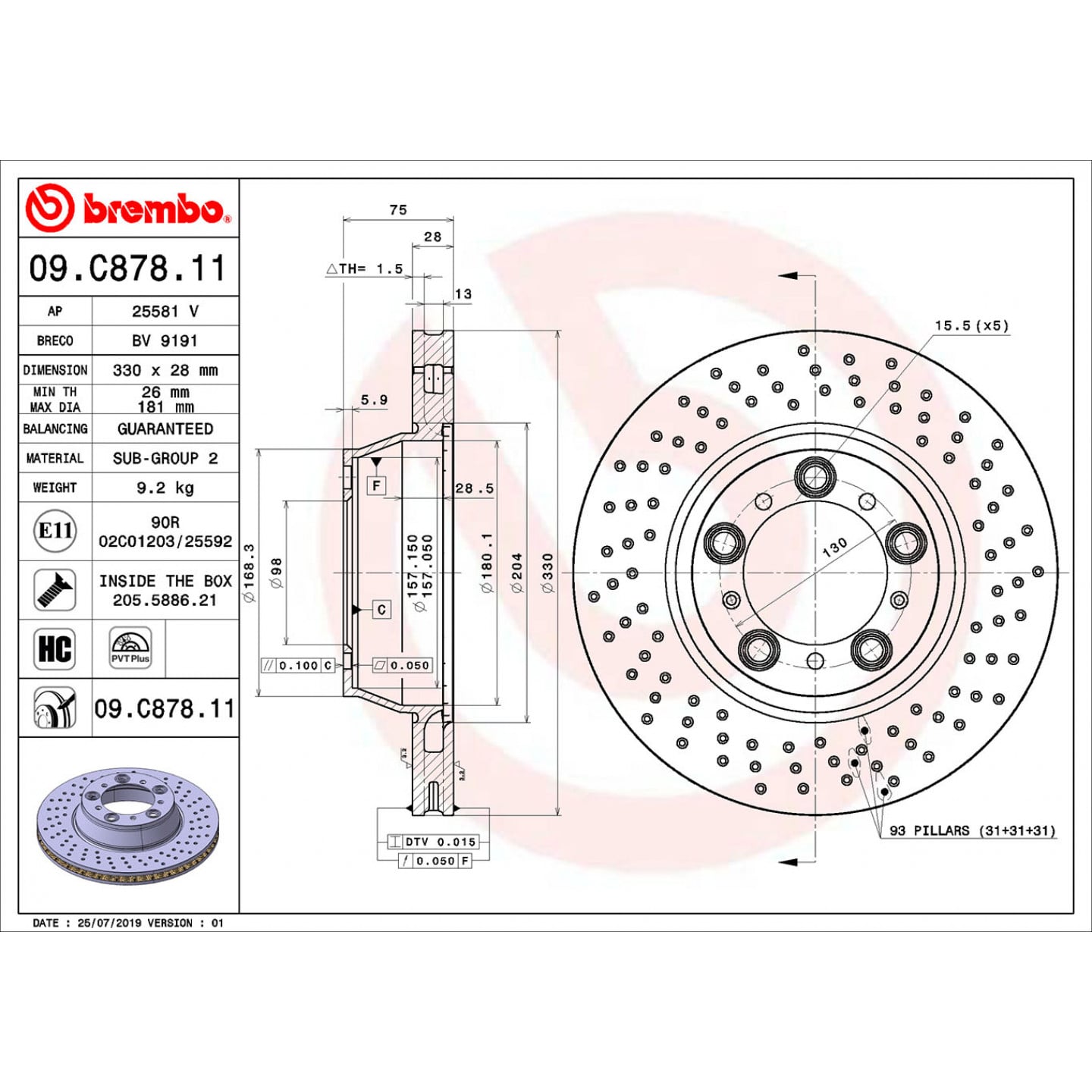 Brzdový kotouč BREMBO 09.C878.11