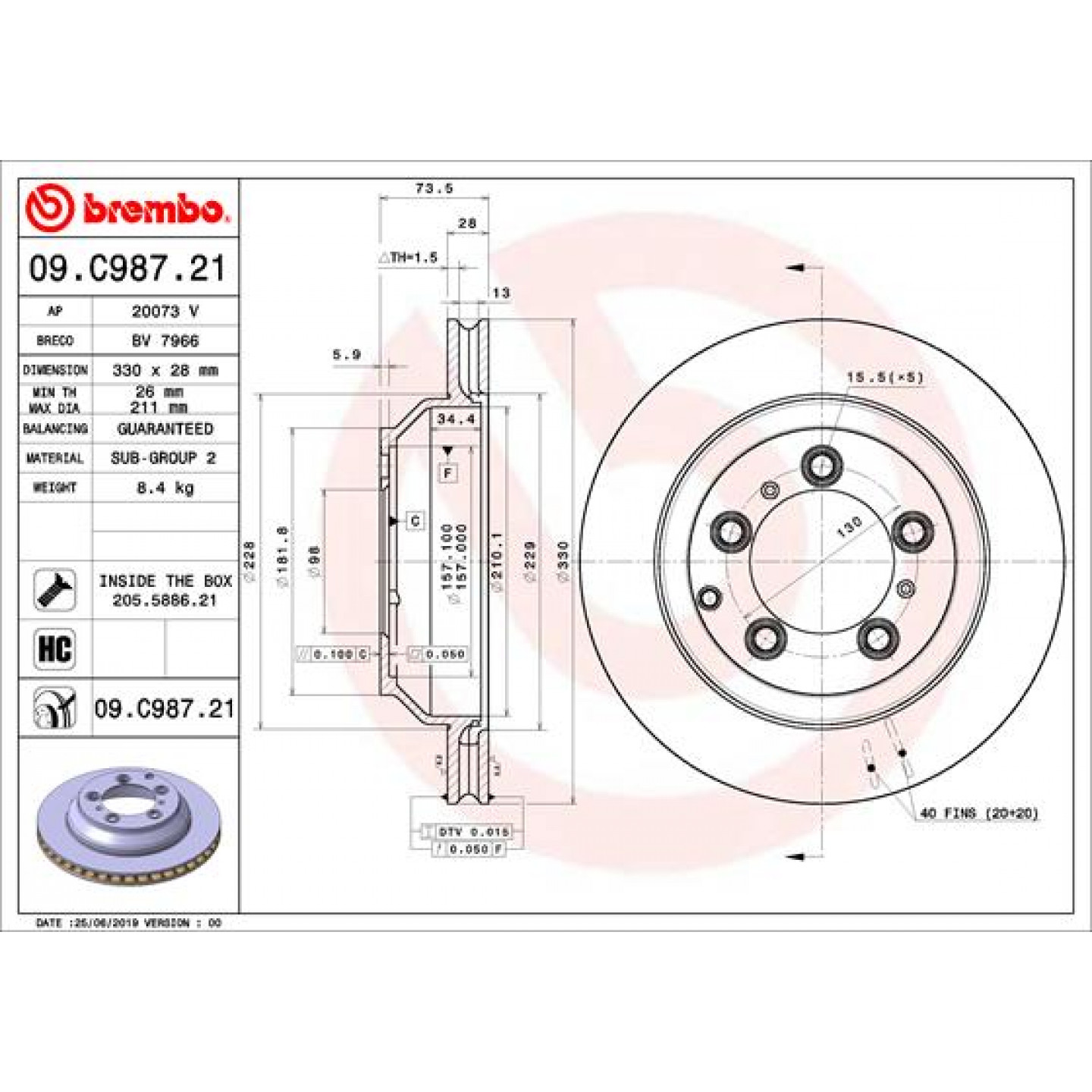 Bremseskive BREMBO 09.C987.21