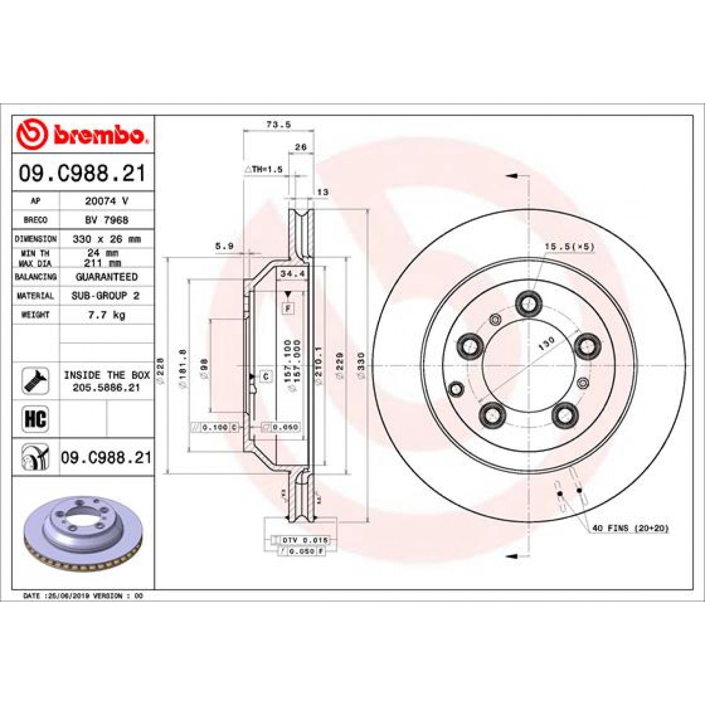 Bremseskive BREMBO 09.C988.21