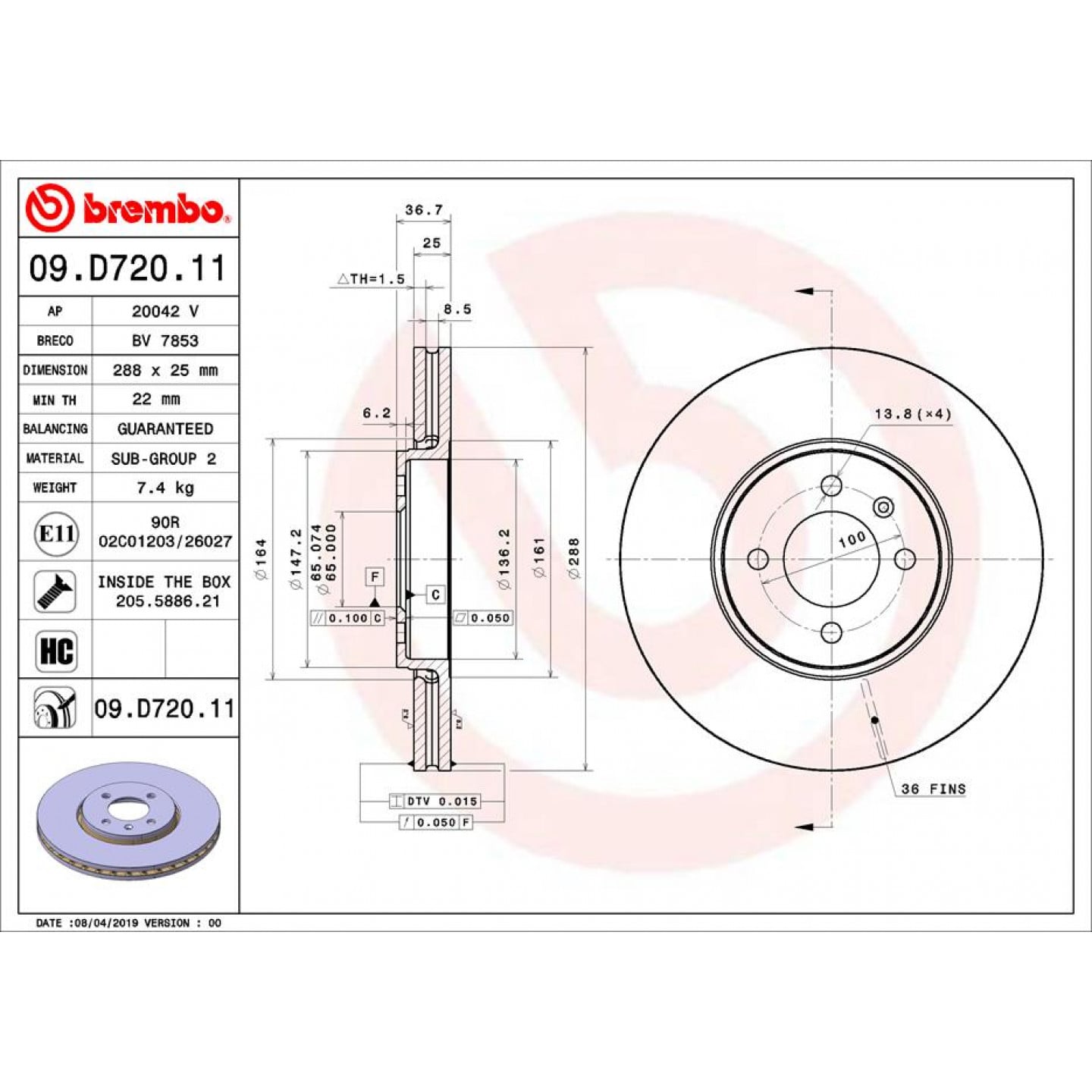 Discofreno BREMBO 09.D720.11