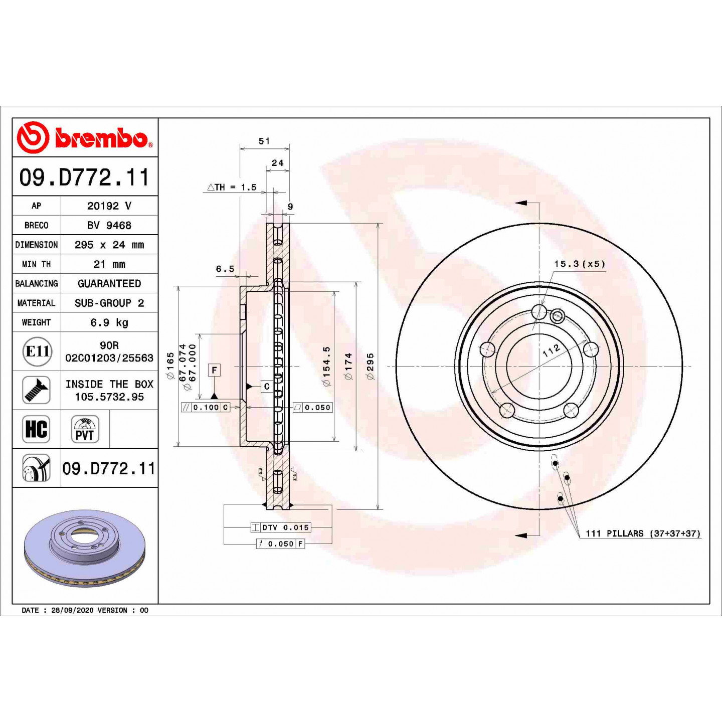 Discofreno BREMBO 09.D772.11