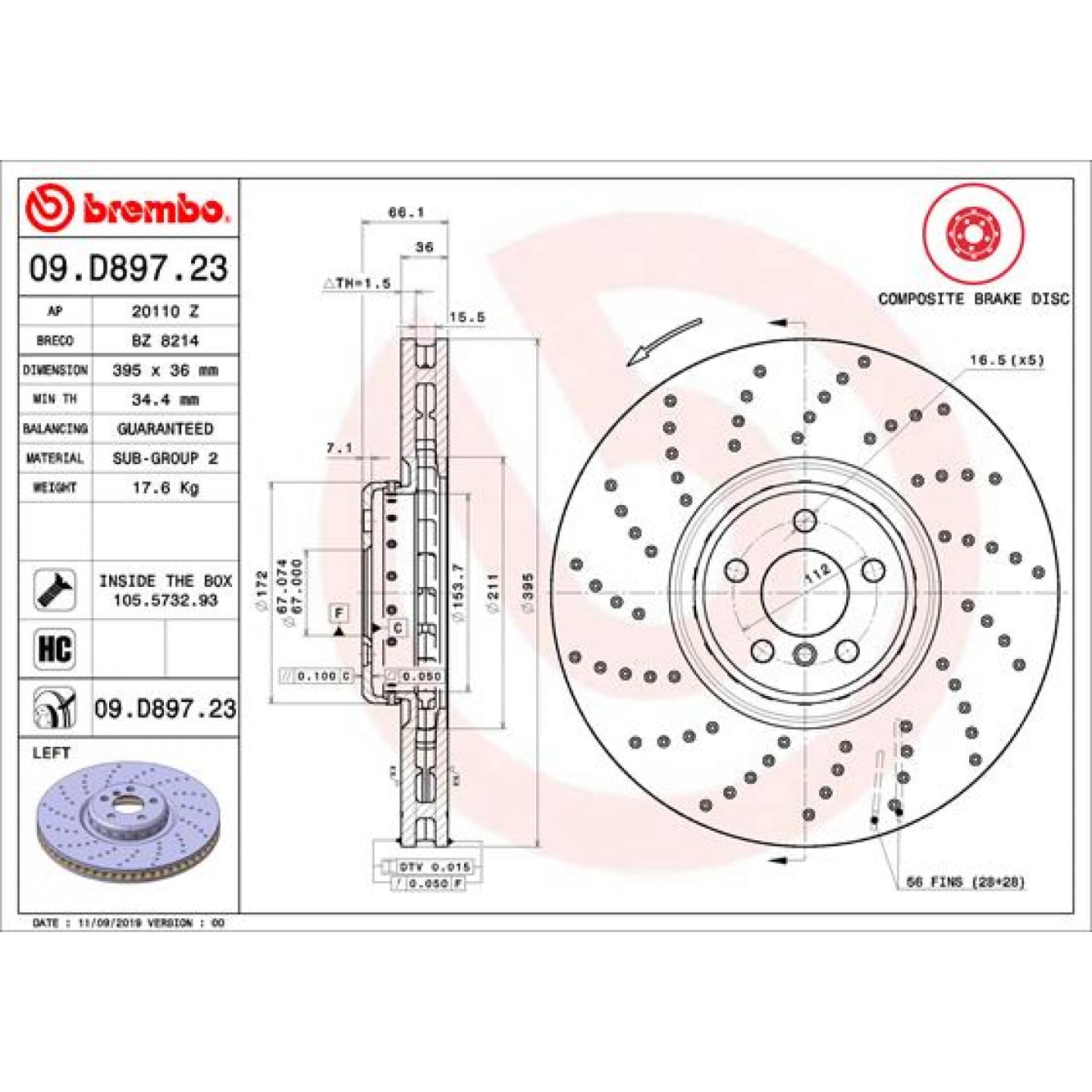 Bremsscheibe BREMBO 09.D897.23