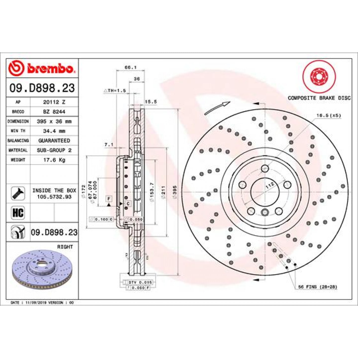 Bremsscheibe BREMBO 09.D898.23