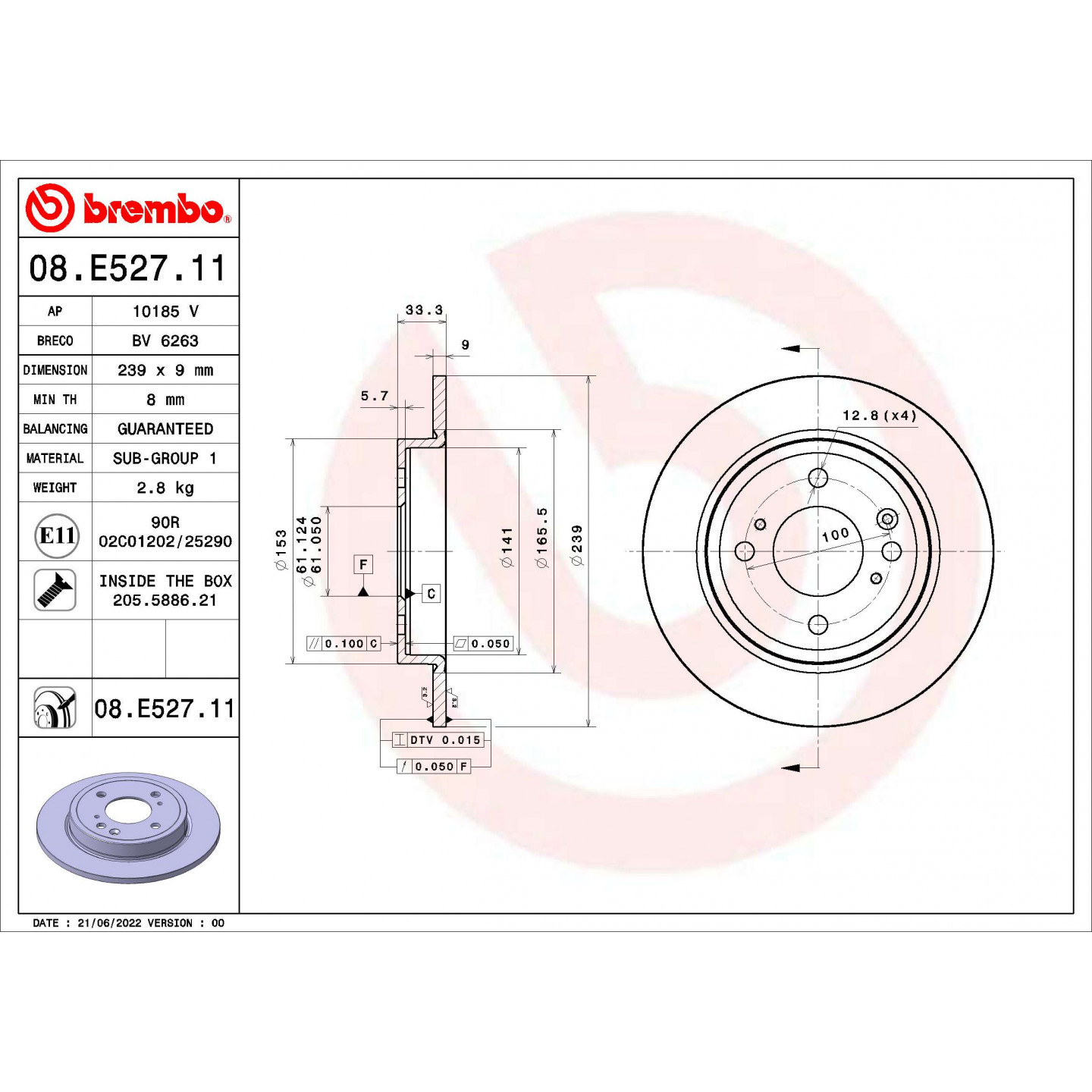 Bremseskive BREMBO 09.E528.11