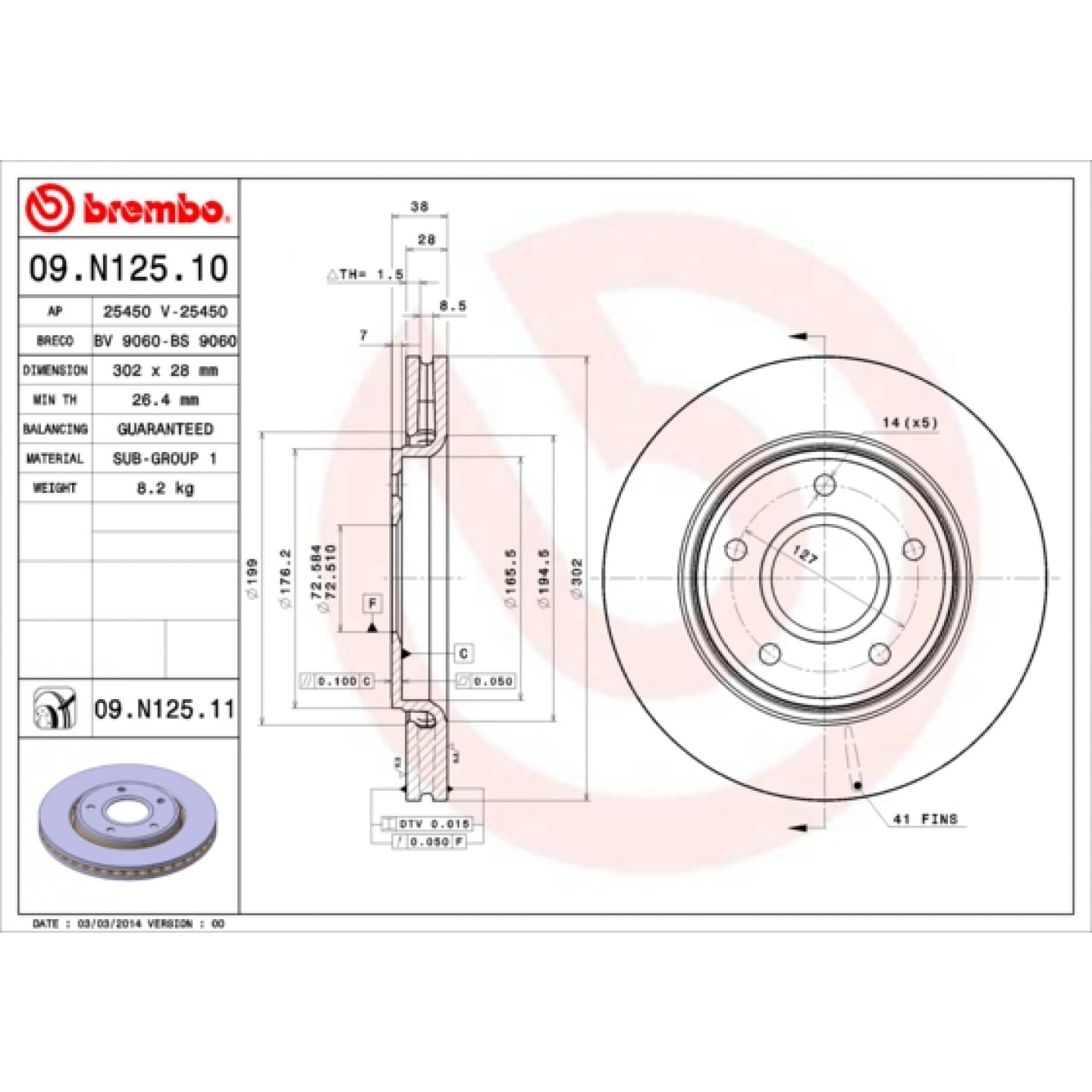 Bremsscheibe BREMBO 09.N125.11