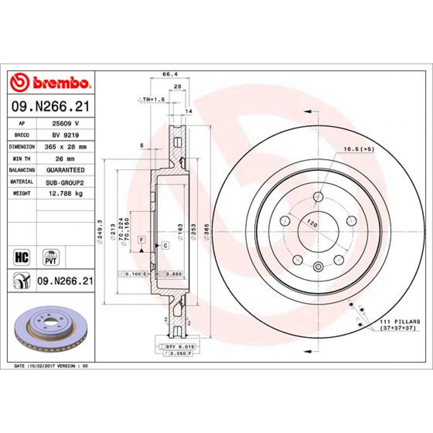 Brzdový kotouč BREMBO 09.N266.21