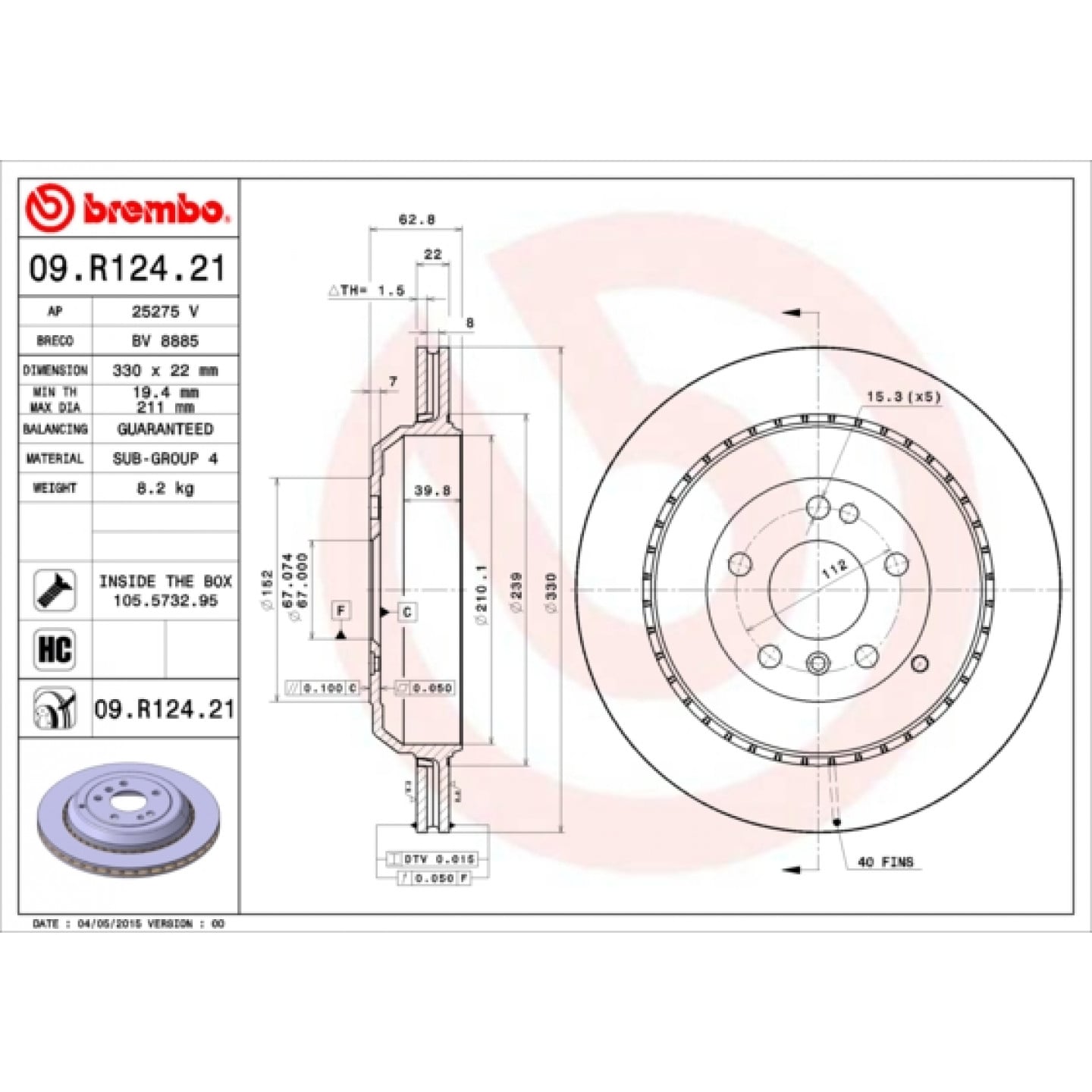 Brzdový kotouč BREMBO 09.R124.21