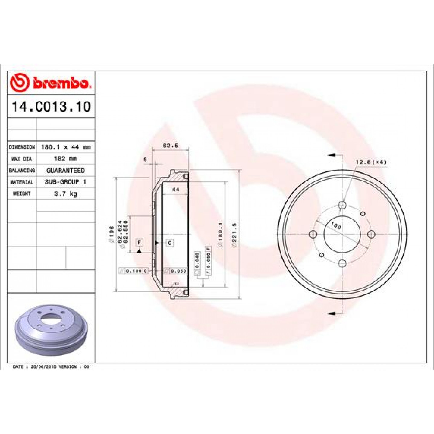 Bremstrommel BREMBO 14.C013.10