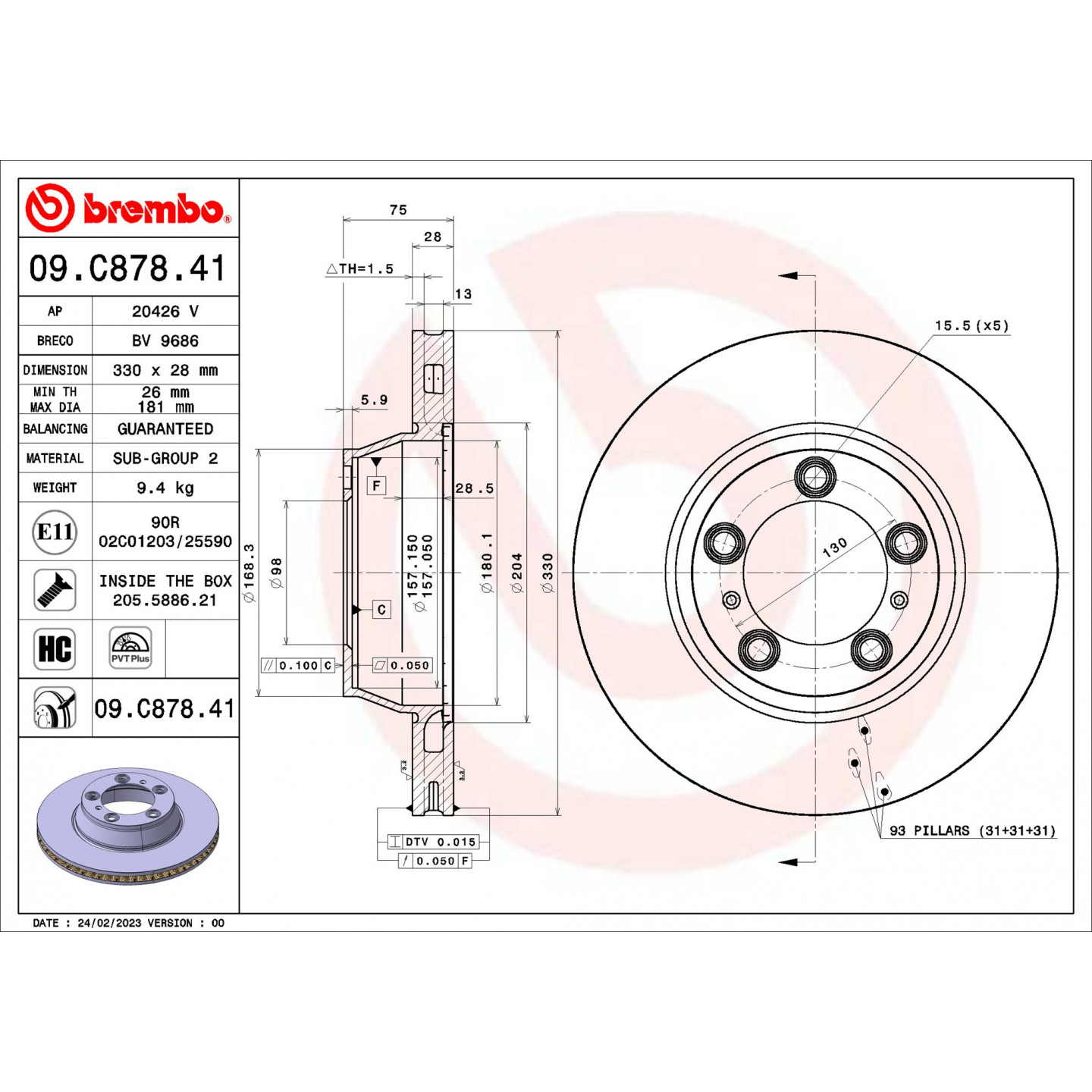 Bremseskive BREMBO 09.C878.41